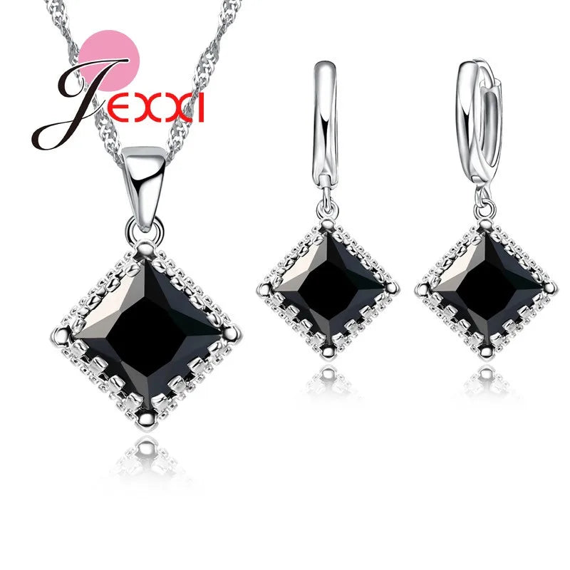 Crystal Bridal Wedding Jewelry Sets Silver Party Set
