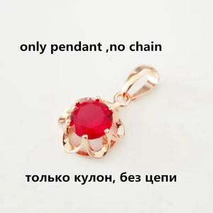 Rose Flower Purple Zircon Necklace Pendant 585 Rose Gold Jewelry