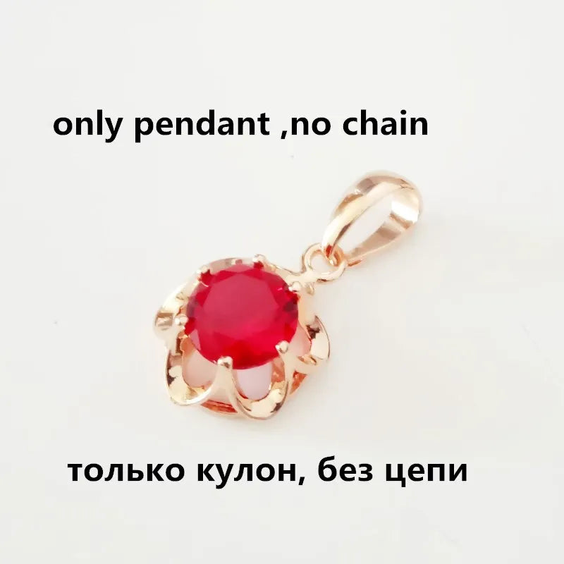 Rose Flower Purple Zircon Necklace Pendant 585 Rose Gold Jewelry