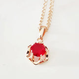 Rose Flower Purple Zircon Necklace Pendant 585 Rose Gold Jewelry
