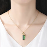 Green Square Zircon Pendant Necklace Leopard Necklace