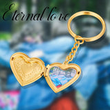 Custom Engrave Name Heart Locket Key Chains, Family Photo Love Keepsake