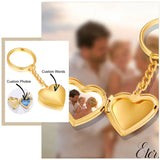 Custom Engrave Name Heart Locket Key Chains, Family Photo Love Keepsake