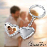 Custom Engrave Name Heart Locket Key Chains, Family Photo Love Keepsake
