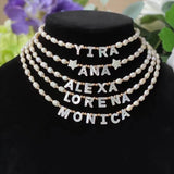 Custom Name Necklace with Pearls and Stars