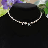 Custom Name Necklace with Pearls and Stars