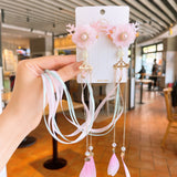 Pink Flower Tassel Hairpin Hanfu Hair Clip Girl