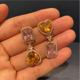 Pink Heart Zircon Earrings Sweet Love