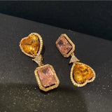 Pink Heart Zircon Earrings Sweet Love