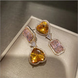 Pink Heart Zircon Earrings Sweet Love