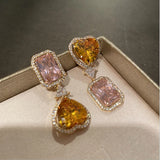Pink Heart Zircon Earrings Sweet Love