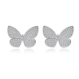 Platinum Butterfly Stud Earrings | Girls Birthday Vintage Jewelry Gift