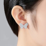 Platinum Butterfly Stud Earrings | Girls Birthday Vintage Jewelry Gift