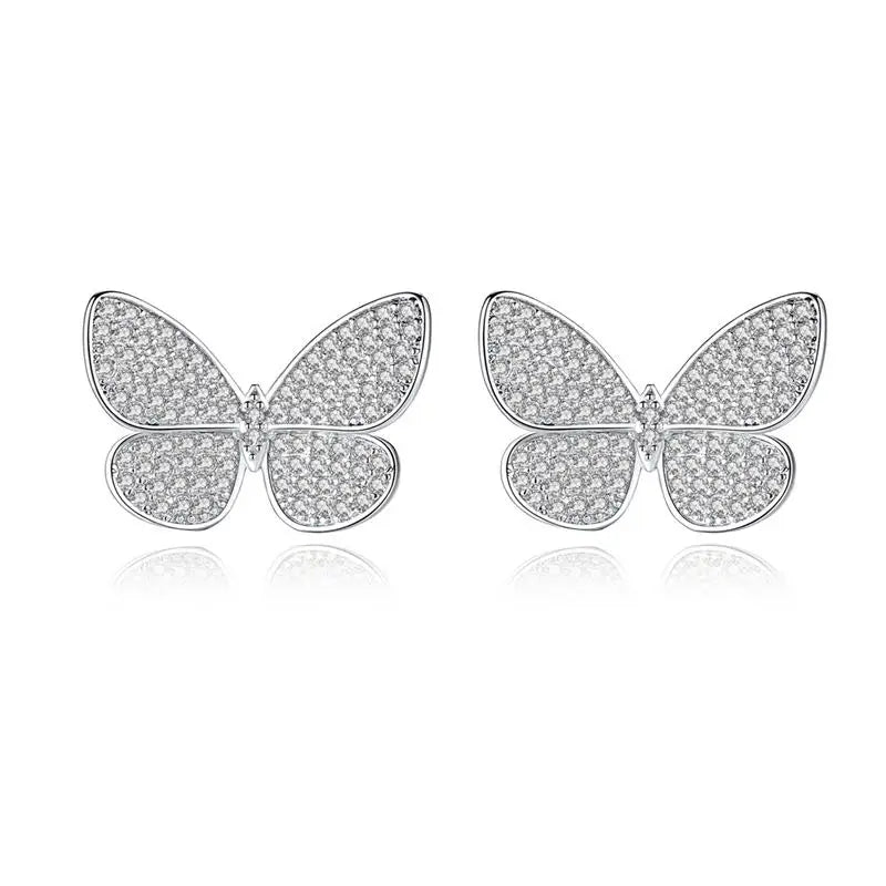 Platinum Butterfly Stud Earrings | Girls Birthday Vintage Jewelry Gift