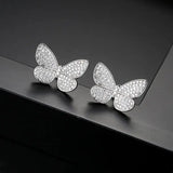 Platinum Butterfly Stud Earrings | Girls Birthday Vintage Jewelry Gift