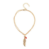 Bead Feather Anklet for Women Summer Beach Accessory