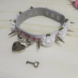 Women Punk Choker Necklace Harajuku 2 Layer Leather Lolita Flower Stud