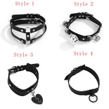 Punk Gothic Pu Leather Choker Heart Spike Neck Collar Small Bell Necklace
