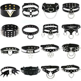 Punk Gothic Leather Choker Necklaces Heart Rivet Collar