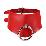 Gothic Red Pu Leather Choker Necklaces Heart Spike Rivet Neck Jewelry