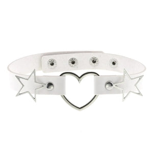 Punk Gothic Leather Choker Stainless Steel Chains Necklace Egirl Collar