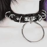 Women Punk Choker Necklace Leather Torques Metal Bullets Buckle Collar Neck