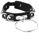 Women Punk Choker Necklace Leather Torques Metal Bullets Buckle Collar Neck