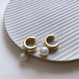 925 Silver Shell Pearl Drop Earrings Wedding Jewelry for Girls
