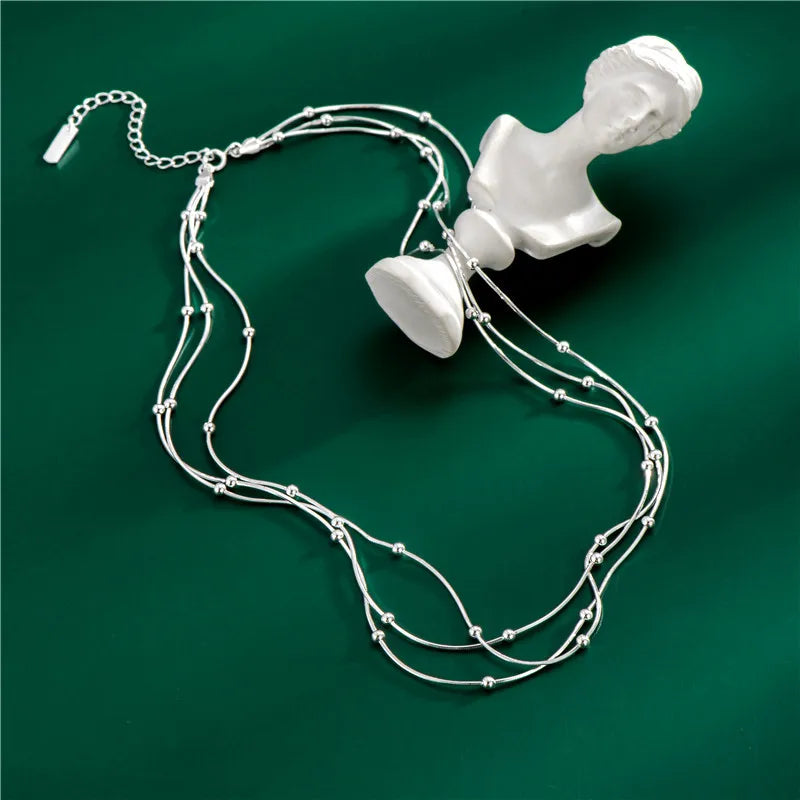 Real S925 Sterling Silver Necklace For Women Wedding Party