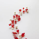Red Rhinestone Pearl Hairband Bridal Hair Jewelry Wedding Head Ornament