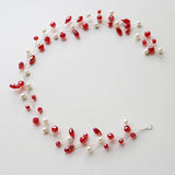 Red Rhinestone Pearl Hairband Bridal Hair Jewelry Wedding Head Ornament