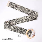 Women Resin Buckle Dress Belt Straw Elastic Waist Chain Weed Belly Necklace