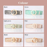 Women Resin Buckle Dress Belt Straw Elastic Waist Chain Weed Belly Necklace