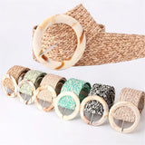 Women Resin Buckle Dress Belt Straw Elastic Waist Chain Weed Belly Necklace