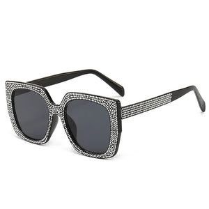 Retro Diamond Square Sunglasses UV400 Crystal Eyewear