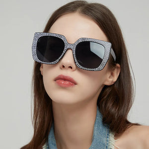 Retro Diamond Square Sunglasses UV400 Crystal Eyewear