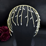 Rhinestone-Head-Chain Headbands Wedding Leaf Headpiece