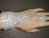 Crystal Rhinestone Slave Chain Cuff Bracelet Ring Wrap