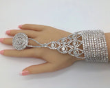 Crystal Rhinestone Slave Chain Cuff Bracelet Ring Wrap