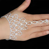 Rhinestone Bangles & Chain Link Ring Wristlet for Wedding Party