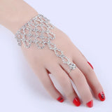 Rhinestone Bangles & Chain Link Ring Wristlet for Wedding Party
