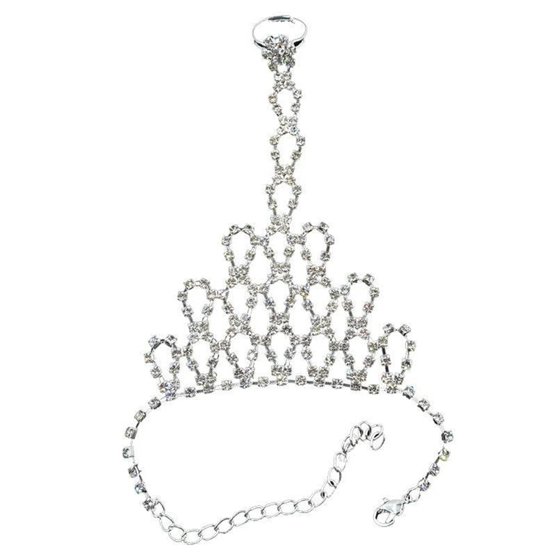 Rhinestone Bangles & Chain Link Ring Wristlet for Wedding Party