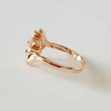 Cubic Zirconia Flower Wedding Rings 585 Rose Gold Jewelry