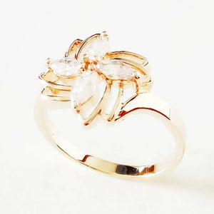 Cubic Zirconia Flower Wedding Rings 585 Rose Gold Jewelry