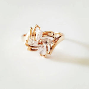 Cubic Zirconia Flower Wedding Rings 585 Rose Gold Jewelry