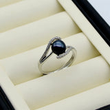Freshwater Pearl Ring Cubic Zirconia Stone Silver Adjustable Size