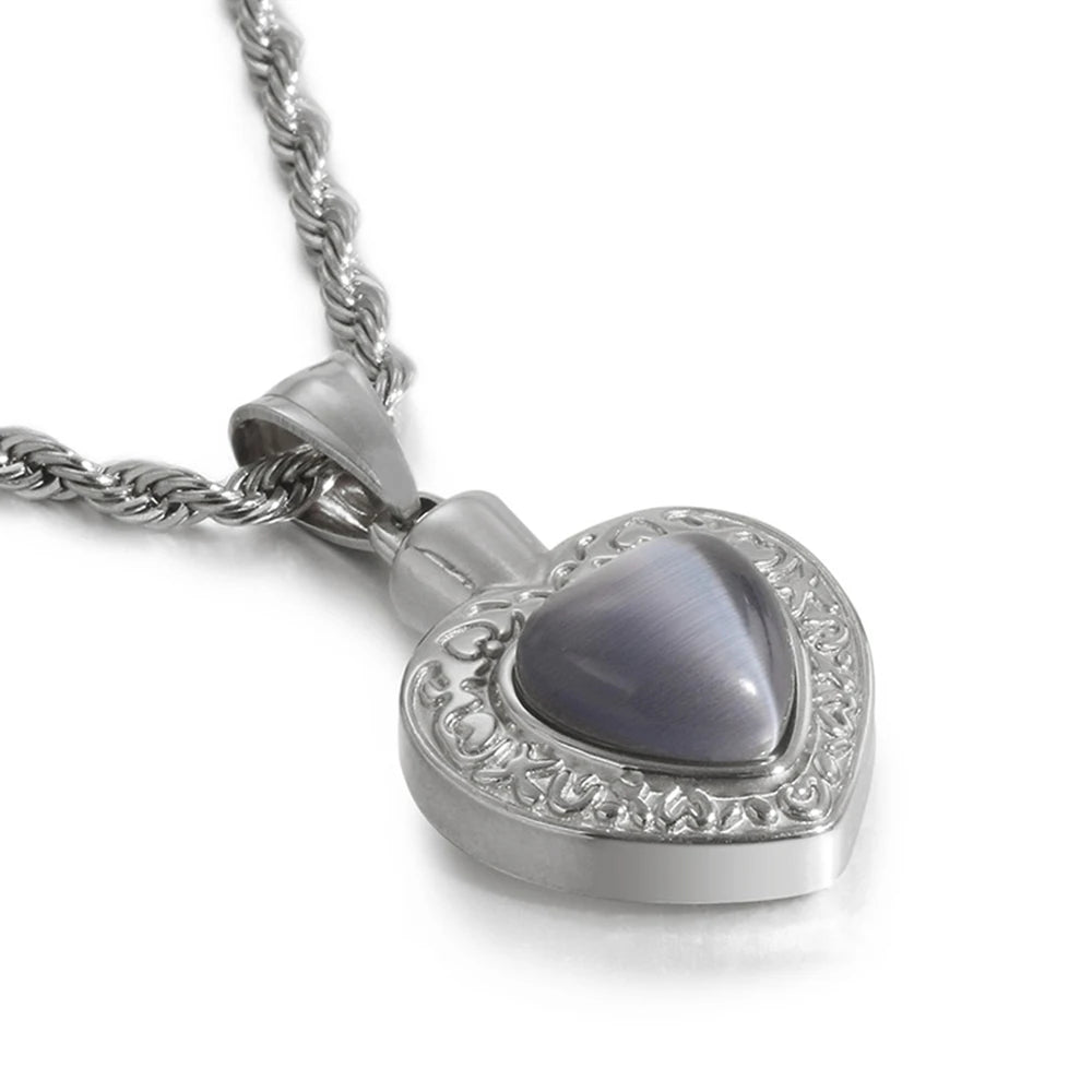 Heart-shaped Zircon Necklace Pendant High Stainless Steel Plated Silver