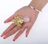 Rose Quartz Pearl Peridot Citrine Flower Vase Brooch Pendant