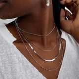 Women Round Snake Chain Necklace, Stainless Steel Street Choker