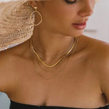Women Round Snake Chain Necklace, Stainless Steel Street Choker